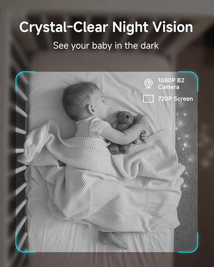 ARENTI WiFi Baby Monitor, 5-inch Wireless Display, 1080p PTZ Camera, Free Smartphone App, Encrypted Connection, Lullaby, Super Night Vision, Auto Tracking, Temp Sensor, Support Local Storage(B2 Kit)