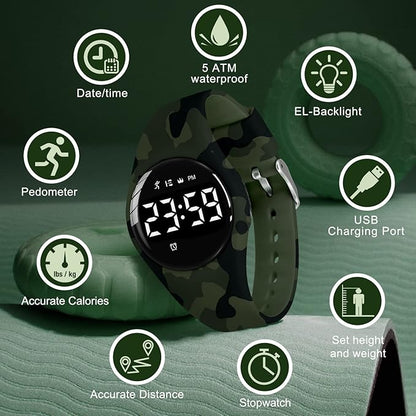 Kids Watches for Girls Boys Digital Sport Watch with Step Counter Pedometer Vibration Alarm Clock, No App Waterproof Fitness Tracker Kids Watch Boys Girls Teens Students Ages 5-16