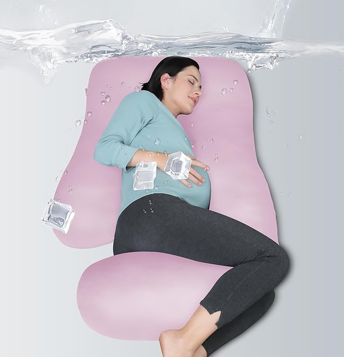 MOON PARK Pregnancy Pillows for Sleeping - U Shaped Full Body Maternity Pillow with Removable Cover - Support for Back, Legs, Belly, HIPS - 57 Inch - Purple - Cooling Cover