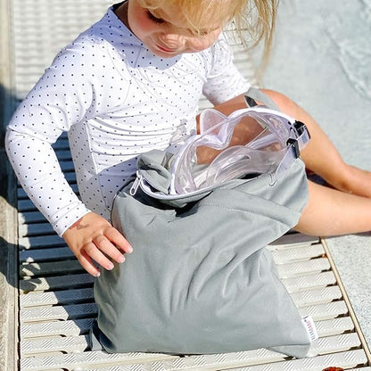 ALVABABY 2pcs Cloth Diaper Wet Dry Bags Waterproof Reusable with Two Zippered Pockets Travel Beach Pool Daycare Soiled Baby Items Yoga Gym Bag for Swimsuits or Wet Clothes LZD2324
