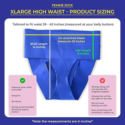 Patented Women’s Pelvic Floor Orthotic Support Belt ― Uterus Pain Relief Girdle for Dropped Bladder, Vulvar Varicosities, Postpartum Recovery, SPD | High Waist - Sapphire Blue (XL)