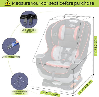 Padded Car Seat Travel Bag for Airplane, Heavy Duty Backpack for Air Travel, Water-Resistant Carrier with Shoulder Strap, Fits Most Car Seats (Blue+Black)