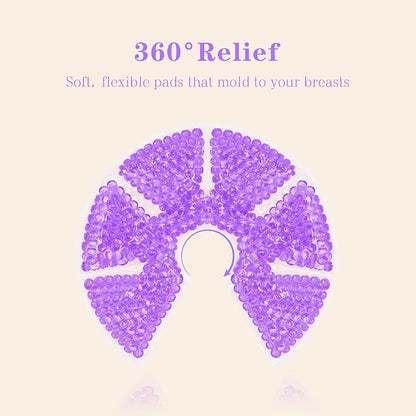 Hot/Cold Breast Gel Bead Ice Packs Breast Cooling/Heat Pads Relief for Breastfeeding, Nursing Pain, Mastitis, Engorgement, Swelling, Plugged Ducts | Boost Milk Let-Down & Production,2 Pack (Purple)