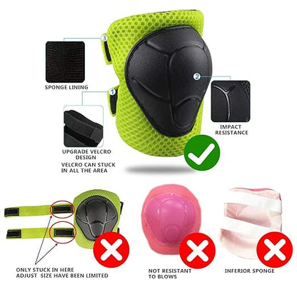 Knee Pads for Kids Knee Pads and Elbow Pads Toddler Protective Gear Set Kids Elbow Pads and Knee Pads for Girls Boys with Wrist Guards 3 in 1 for Skating Cycling Bike Rollerblading Scooter-Green M