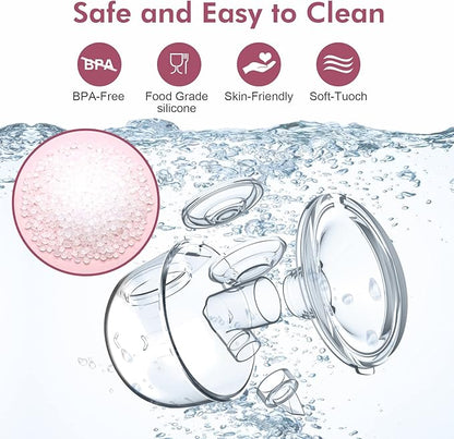 Wearable Breast Pump Hands Free of Longer Battery Life & LED Display, Portable Electric Breast Pump with 3 Modes & 9 Levels & Low Noise, 24 mm Flange, 2 Pcs Pink