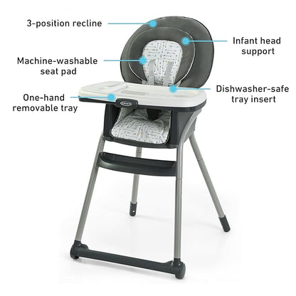 Graco Table2Table LX 6-in-1 Highchair, Willow with Infant Head Support & One-Hand Removable Tray