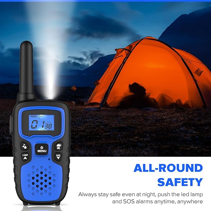 Wishouse Walkie Talkies for Kids Adults - Long Range Rechargeable 2 Way Radios,Gift,Hiking Accessories Camping Gear with Lamp,SOS Siren,NOAA Weather Alert,VOX,Easy to Use 2 Pack