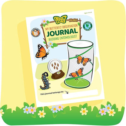 Insect Lore Butterfly Garden Kit - 5 Live Baby Caterpillars, Habitat, Feeder, Chrys-A-Lid Log, STEM Journal Included - Grow, Raise and Release Painted Lady Butterflies