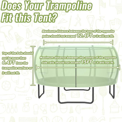 Gardenature 10FT/12FT/14FT Trampoline Tent(Tent Only), Fit Round Trampolines, Shade Cover with LED Light, Outdoor Trampolien Accessories, Anti-Tear, Beige