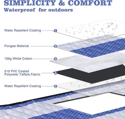 Waterproof Picnic Mat, Outdoor Camping Oversized Field Blanket. Portable Thickened Camping Blanket, Suitable for Beach, Camping, Music Festival, Party, Outdoor Adventure. (Black&Blue&White, 80”x60”)