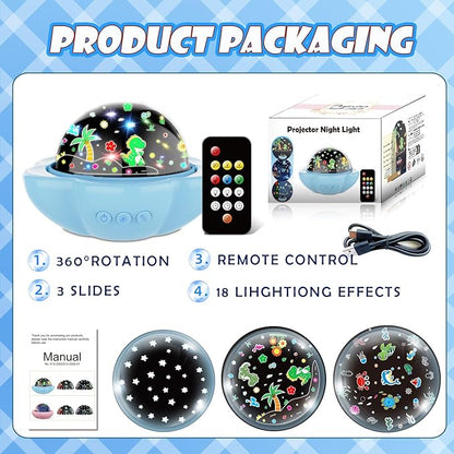 Dinosaur Toys for 3-10 Year old Boys,7-in-1 Kids Night Light Projector with 3 Films 93 Effects, Remote, Timer, 360° Rotation, Birthday Christmas Xmas Gifts Stocking Stuffers for Kids Age 3 4 5 6
