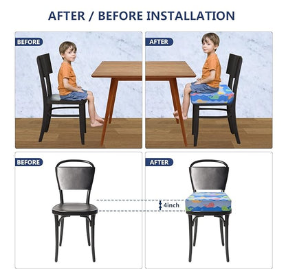 Toddler Booster Seat for Dining Table, 4inch Toddler Cushion, Portable Booster Seats Baby, Adjustable Kids Chair Heightening Booster, Washable Chair Seat Pad Mat for Kids. (Blue)