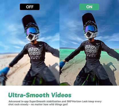 AKASO 360 Weatherproof 360° Action Camera - 5.7K 360 Video with 1/2" 48MP Sensors, 72MP 360 Photo, 360-SuperSmooth, 2.29" Touchscreen, Invisible Selfie Stick Effect, 360° Horizon Lock, AI Tracking