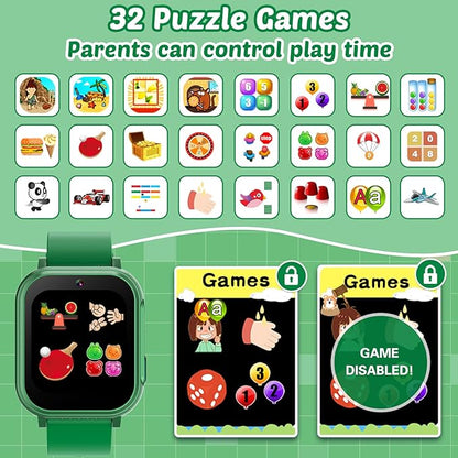 Waterproof Smart Watch for Kids Boys Toys Age 5-12 with 32 Games, Dual Camera, Habit Tracking, Music Player, Video, Alarm Clock, HD Touchscreen Kids Smart Watch Gift for Kid Age 6 7 8 9 10