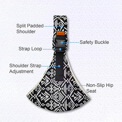 Baby Sling Carrier Newborn to Toddler Adjustable One-Shoulder Design with Hip Seat Support, Labor-Saving Baby Wraps Carrier 10-30 lbs(Black Sailboat)
