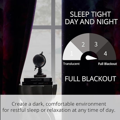 Galaxy Blackout Curtains - Space Design, 100% Blackout, 2 Panels, Each W52×L84, Thermal Insulated Curtains for Bedroom, Noise Reducing & Energy Efficient, Keeping Your Decor Looking Fresh and Vibrant