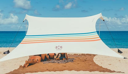 Neso Tents Beach Tent with Sand Anchor, Portable Canopy Sunshade - 7' x 7' - Patented Reinforced Corners (Rainbow)