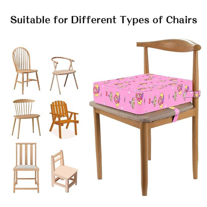 Toddler Booster Seat for Dining Table, Portable Kids Booster with Adjustable Safety Buckles, Non-Slip Bottom, Travel Cushion