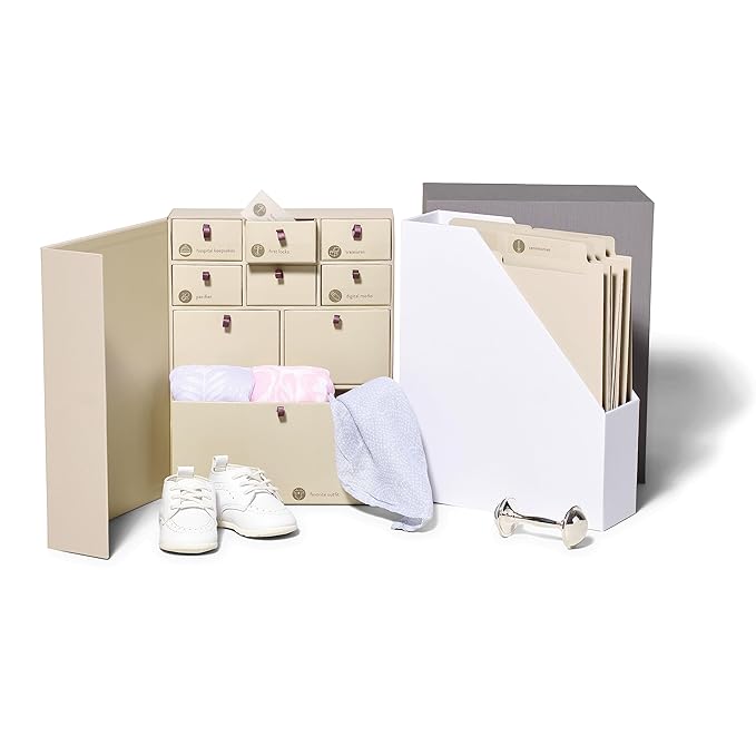 Savor | The Original Deluxe Baby Keepsake Box | Fabric Bound Acid-Free Gender-Neutral Minimalist Newborn Memory Organizer with Labels | for Pregnancy, Mother’s Day, Baby Shower