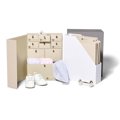 Savor | The Original Deluxe Baby Keepsake Box | Fabric Bound Acid-Free Gender-Neutral Minimalist Newborn Memory Organizer with Labels | for Pregnancy, Mother’s Day, Baby Shower