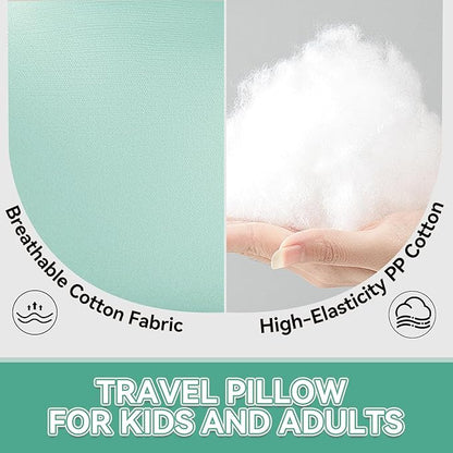 Travel Pillow,Car Pillow Kids Travel Pillow Car seat Pillow U Shaped Pillow for Travel Skin-Friendly Material The Sleeping Aid for Adults and Kids on Road Trips (Green)