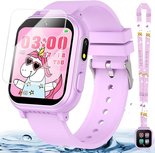 Waterproof Smart Watch for Kids Gift for Girls Age 5-12 with 32 Games, Dual Camera, Habit Tracking, Music Player, Video, Alarm Clock, HD Touchscreen Kids Smart Watch Birthday Toys for 6 7 8 9 Year Old