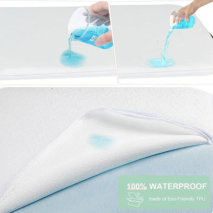 ANGELBLISS Bassinet Mattress Topper, Gel Memory Foam Mattress with Removable Cover Fit for Cradle and Moses Basket (32" x 16"), Waterproof Breathable Soft Bassinet Mattress
