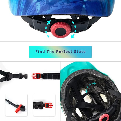 OnBros Kids Bike Helmet - Bike Helmets for 5-14 Boys or Girls with Visor, Children Bicycle Helmet for Skateboard Mountain Scooter Road Cycling, Lightweight and Adjustable 50-57CM
