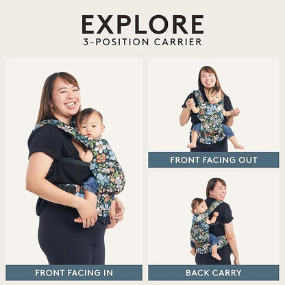 Baby Tula Explore Cotton Baby Carrier 7 – 45 lb, Adjustable Newborn to Toddler Carrier, Multiple Ergonomic Positions Front and Back, Soft and Supportive – Tula Coast, Folklore