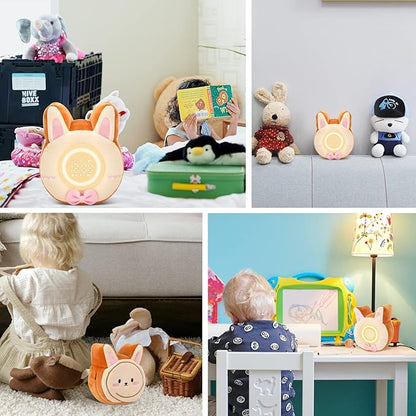 QANYI Bunny Night Light for Kids - Soft Plush Toy with Bunny Alarm Clock, Sleep Light for Bedroom, Gifting, Christmas, New Year