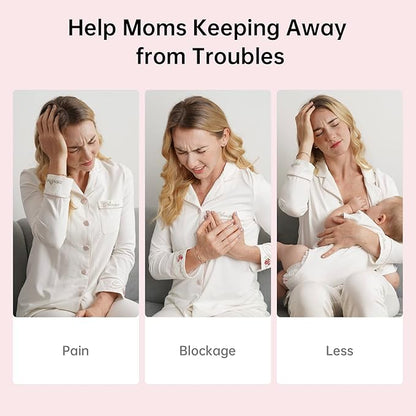 TSRETE Double Wearable Breast Pump, Electric Hands-Free Breast Pumps with 2 Modes, 9 Levels, LCD Display, Memory Function Rechargeable Milk Extractor-24mm Flange, Pink