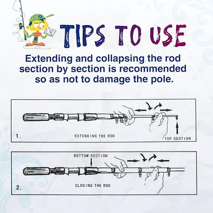 Kids Fishing Pole, Portable Telescopic Kids Fishing Poles for Boys and Girls, Fishing Rod and Reel Combo Kit with Tackle Box, and Fishing Net, Best Fishing Pole for Toddler Youth