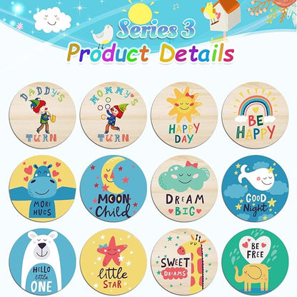 42 Designs First Year Milestones,Wooden Baby First Holiday Signs,Baby Monthly Milestone Photo Props for Newborn to Age 1,Pregnancy Baby Shower Cards (First Holiday Milestone)