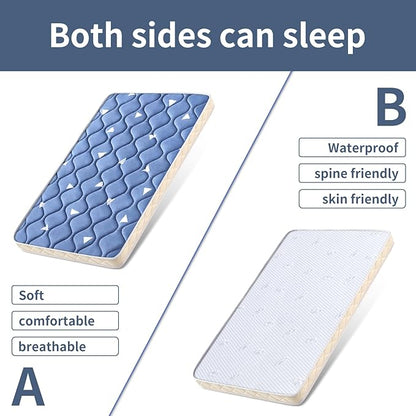Baby Bassinet Mattress 47x 23.6 inches- Firm Support and Comfort Premium Foam,Noiseless and Odorless,Hypoallergenic Small Crib Mattress, Fits Moses Basket, Dual Sided with Soft Breathable Fabric