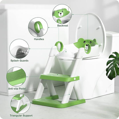 Potty Training Seat, Upgrade Toddler Toilet Seat for Kids Boys Girls, 2 in 1 Potty Training Toilet, Splash Guard Anti-Slip Pad Step Stool