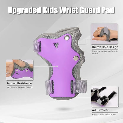 Kids Bike Helmet and Pads Set for Ages 2–14, CPSC Certified Adjustable Helmet with Knee Elbow Wrist Guards, for Skateboard, Scooter, Skating, Rollerblading, Multi-Sport Protective Gear