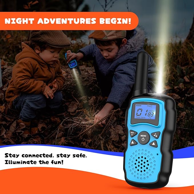 Wishouse Walkie Talkies Rechargeable for Kids Adults Long Range,Xmas Birthday Gift for Boys Girls 3 4 5 6 7 8 9 10 Year Old,Hiking Gear Camping Games Toys with Flashlight,VOX,Easy to Use 3 Pack