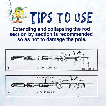 Kids Fishing Pole, Portable Telescopic Kids Fishing Poles for Boys and Girls, Fishing Rod and Reel Combo Kit with Tackle Box, and Fishing Net, Best Fishing Pole for Toddler Youth