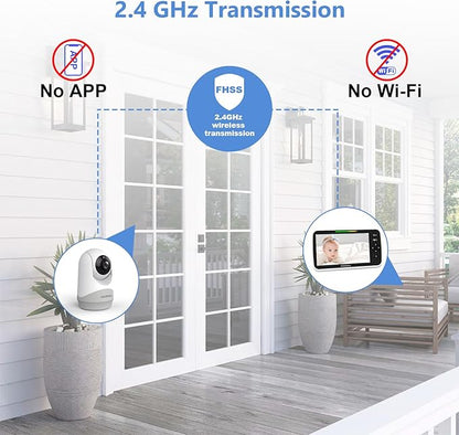 HelloBaby 6”IPS Large Screen, Video Baby Monitor with Upgraded 4000mAh Battery, 2-Way Talk, Night Vision, Pan-Tilt-Zoom, No WiFi, ECO Mode