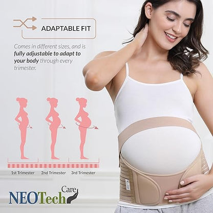 NeoTech Care Pregnancy Support Maternity Belt, Waist/Back/Abdomen Band, Belly Brace (Size L, Beige Color)