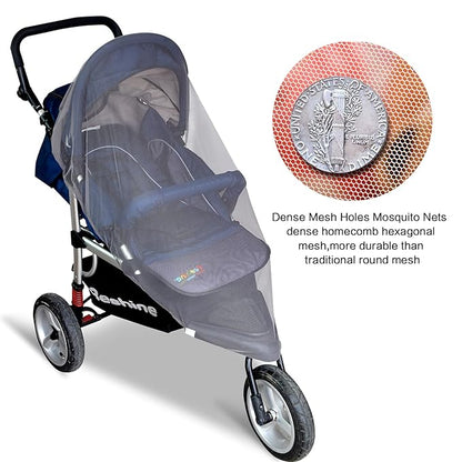 Mosquito Net for Stroller - Grey Sun Shade Protection Infant Stroller Mosquito Net and Car Seat - 2Pack Portable Bug Netting (Grey)
