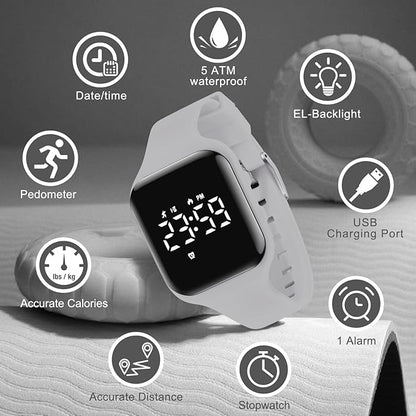 Kids Watches for Girls Boys Digital Sport Watch with Step Counter Pedometer Vibration Alarm Clock, No App Waterproof Fitness Tracker Kids Watch Boys Girls Teens Students Ages 5-16