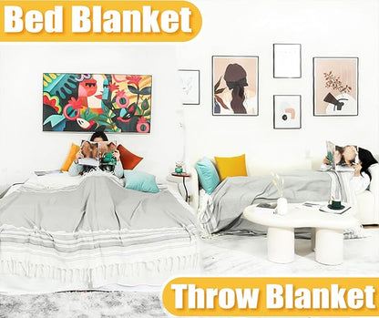 Oversized Turkish Beach Towel Blanket Cotton Giant XL Sandproof Towels Huge Linen XXL Extra Large Big Throw Quilt Blankets for Adults Cloud Travel Camping Glamping Accessories Essentials