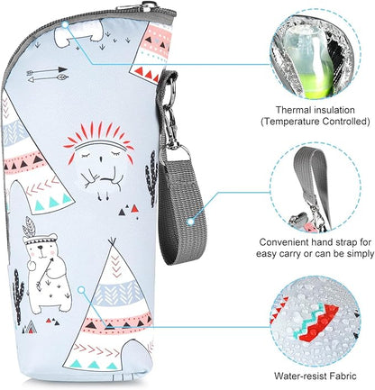 Accmor Baby Bottle Tote Bags, Insulated Breastmilk Cooler Bag, Nursing Bottle Warmer Bag for Nursing Mom Daycare Travel