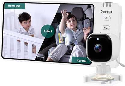 BABELIO Wireless Baby Car Camera with 5" HD Night Vision, Battery-Powered Rear Facing Car Seat Monitor for Kids and Pet, Easy Install 360° Rotatable Backseat Mirror, Newborns Travel Essentials Gifts