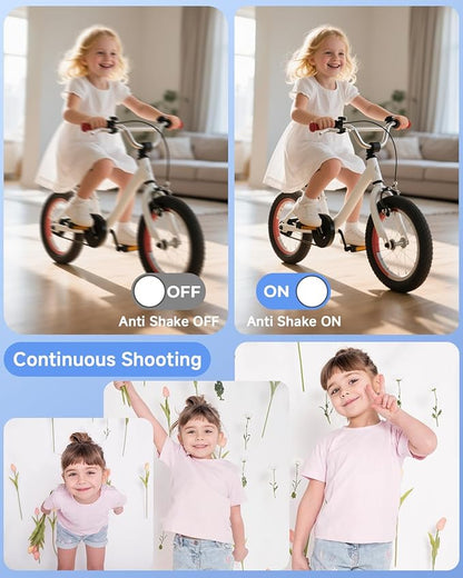 Digital Camera, 44MP FHD 1080P Camera for Kid with 16X Zoom Anti Shake, Compact Small Camera with 32GB SD Card, Digital Camera for Teens for Teens Girls Kids Adults(White)