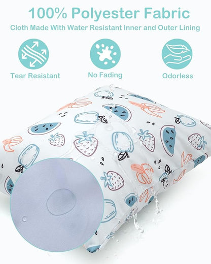 ALVABABY 3 Cloth Diaper Wet Dry Bags Waterproof Reusable with Two Zippered Pockets Travel Beach Pool Daycare Soiled Baby Items Yoga Gym Bag for Swimsuits or Wet Clothes Small Medium Large 3L-ZM29
