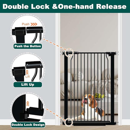 Fairy Baby 40.5" Extra Tall Baby Gate No Drill, 54.8"-60.2" Extra Wide Dog Pet Gate, Safety Child Toddler Gate, Metal Tension Auto Close No Climb Fence Barrier Pet Cat Gate for Stairs Doorway, Black