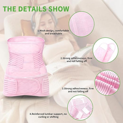2 in 1 Postpartum Belly Band Wrap Pink, C-Section Support Belt Medium, Post Partum Support Recovery Waist/Pelvis Belt, Hysterectomy Belly Band Binder Girdle Stomach