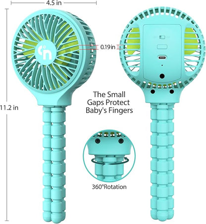 HomeLifairy Portable Stroller Fan, USB or Rechargeable Battery Operated with 3 Speeds and 360°Rotate, Cooling Clip On for Baby Crib Travel Car Seat Blue